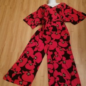 Eloquii red and black flower print romper